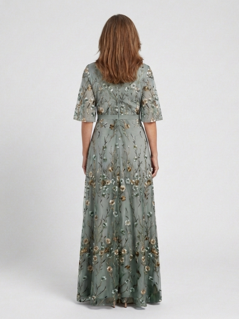 Carmen – Vestido largo de flores con cuello en V