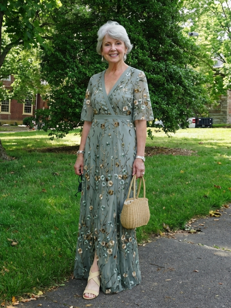 Carmen – Vestido largo de flores con cuello en V
