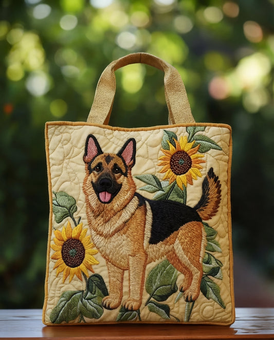 Bolso floral con diseño de pastor alemán