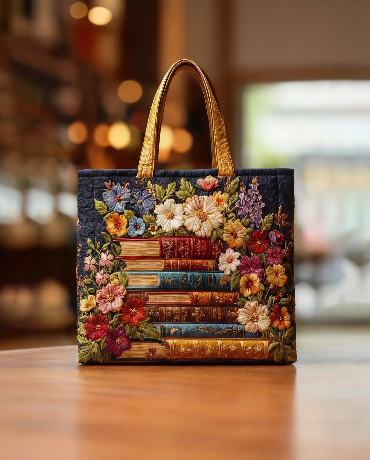 Bolso artesanal acolchado con estampado floral