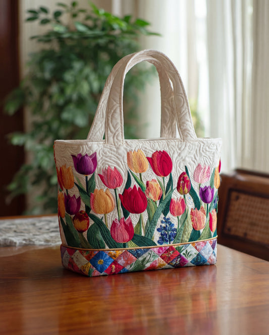 5. Bolso artesanal Tulipán con acabado acolchado