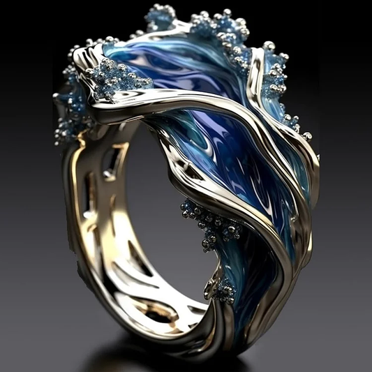 Valeria | Anillo Vintage Dorado Ola Oceánica