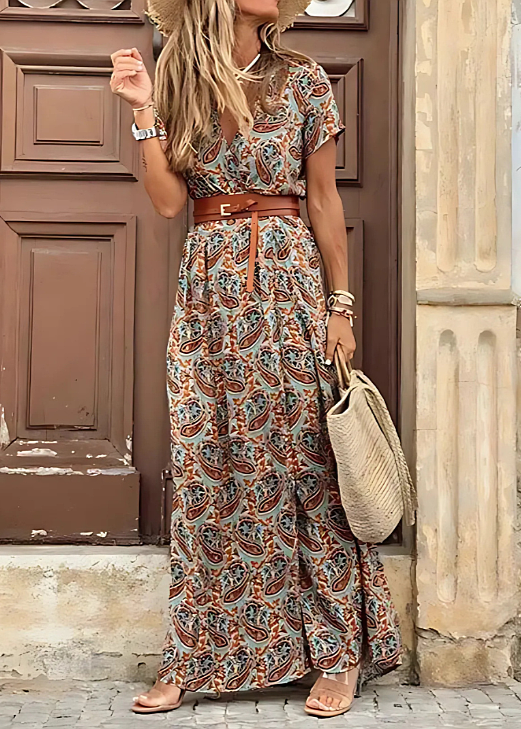 Joselin™ – Vestido largo bohemio y vaporoso con cinturón