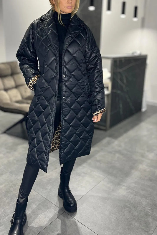Anaïs – Abrigo acolchado con forro de leopardo