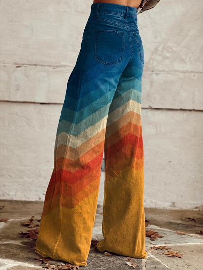 Pantalones Zigzag Retro de Corte Elegante