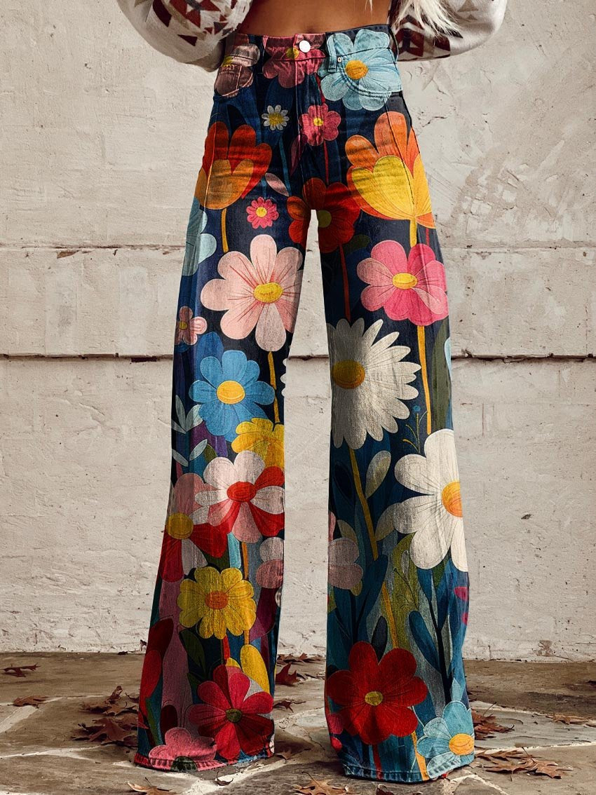 Pantalón ancho estampado floral