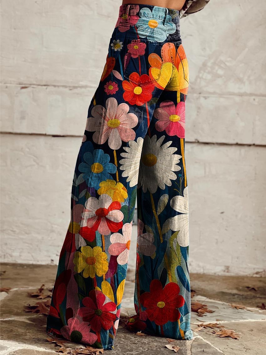 Pantalón ancho estampado floral