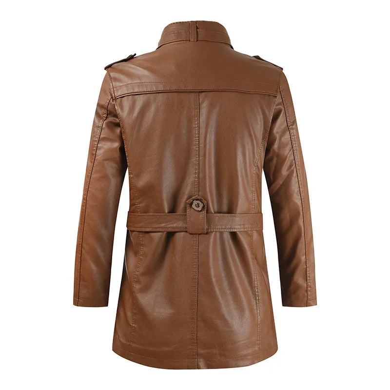 Rafael – Chaqueta de Cuero Biker Elegante y Larga