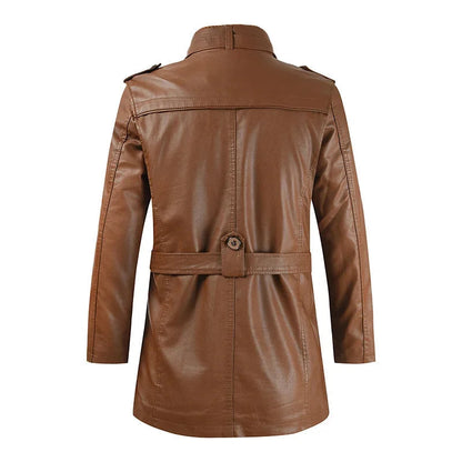 Rafael – Chaqueta de Cuero Biker Elegante y Larga