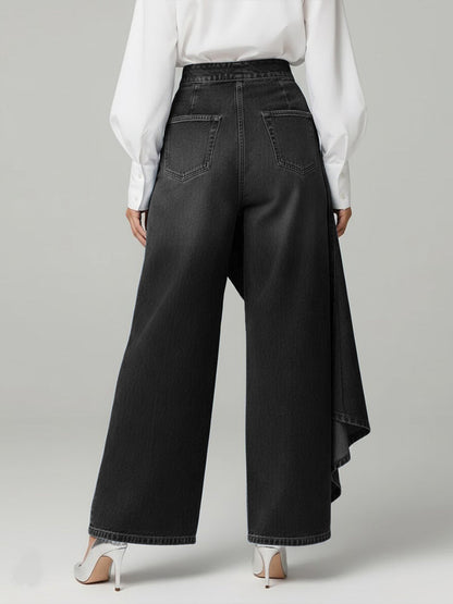Jeans de Mujer de Cintura Alta, Corte Relajado y Pierna Ancha