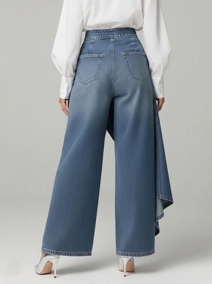 Jeans de Mujer de Cintura Alta, Corte Relajado y Pierna Ancha