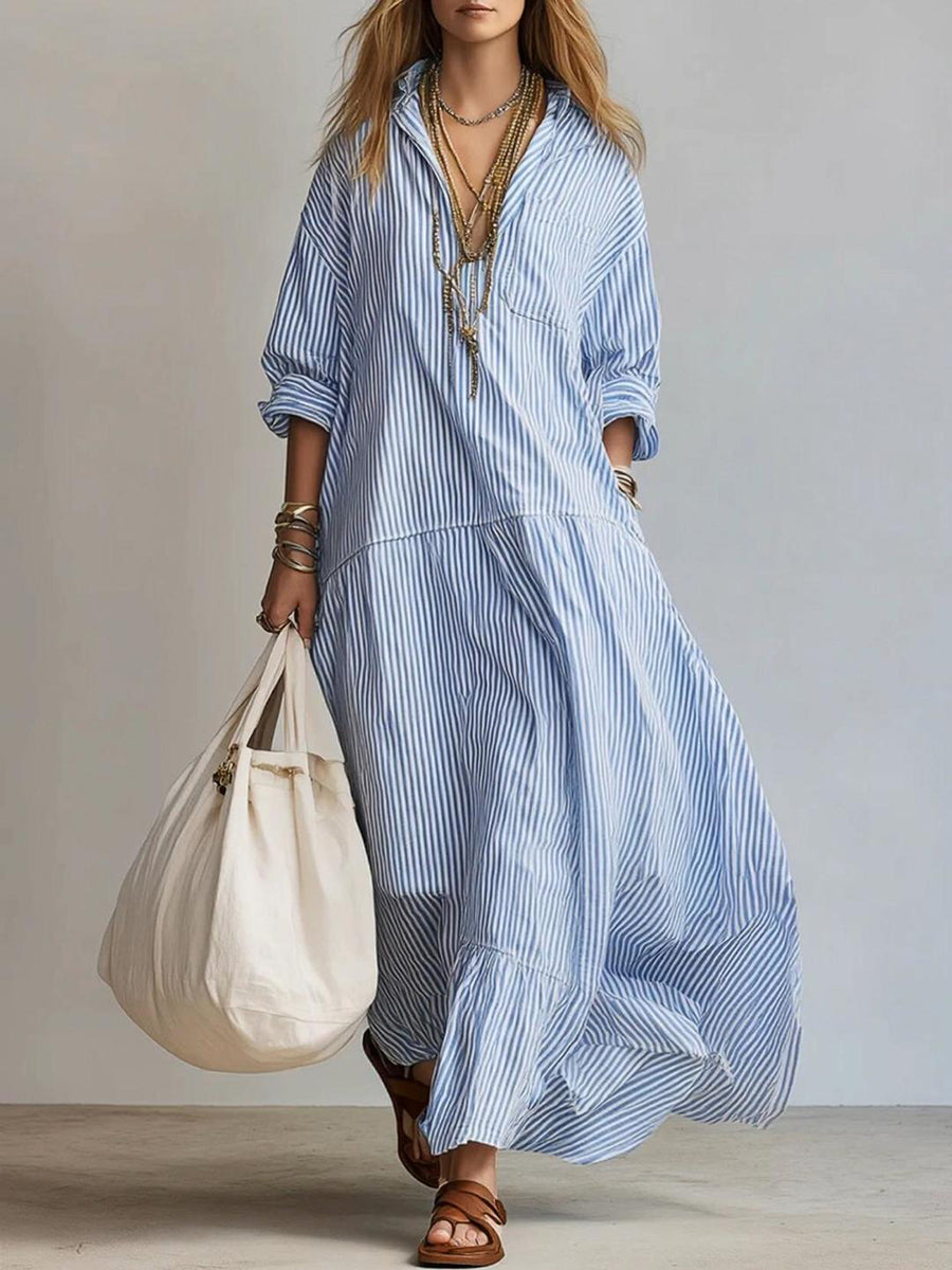 Helena | Vestido Casual de Rayas Suelto