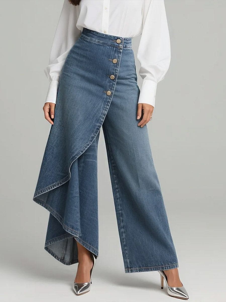 Jeans de Mujer de Cintura Alta, Corte Relajado y Pierna Ancha