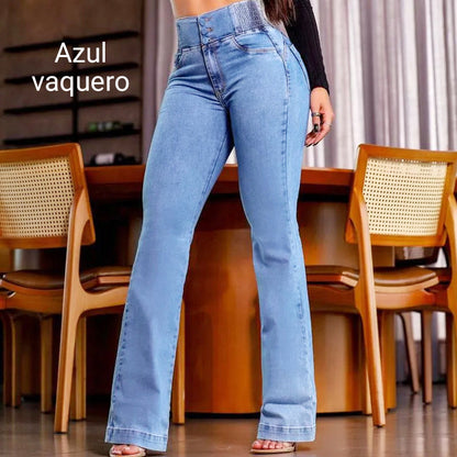 Jeans de campana elásticos de cintura alta