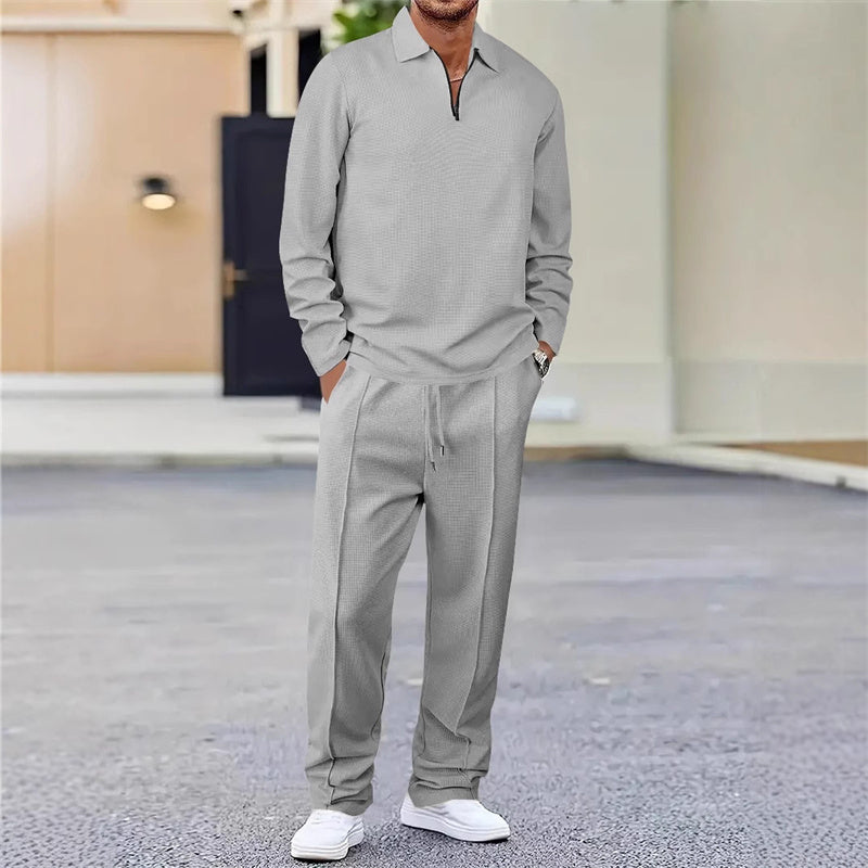 Damián | Conjunto de Sudadera Waffle y Pantalón Recto