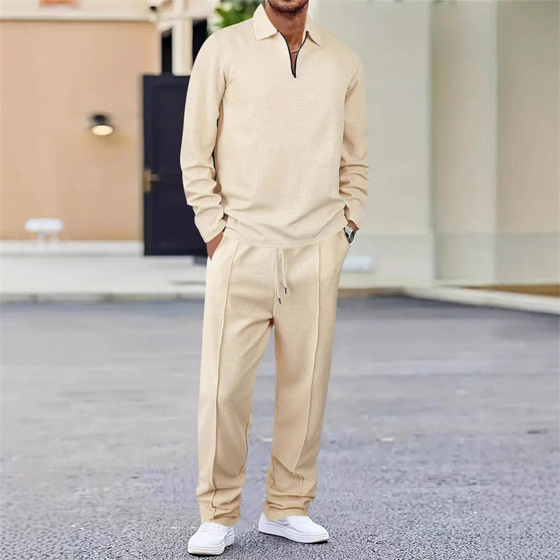 Damián | Conjunto de Sudadera Waffle y Pantalón Recto