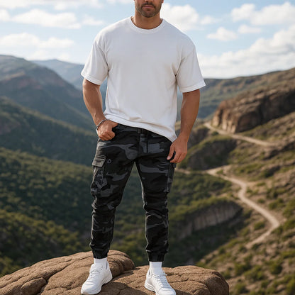 Pantalones de trabajo tácticos resistentes – Mezcla de nylon y algodón, muchos bolsillos funcionales y perfectos para trabajos al aire libre