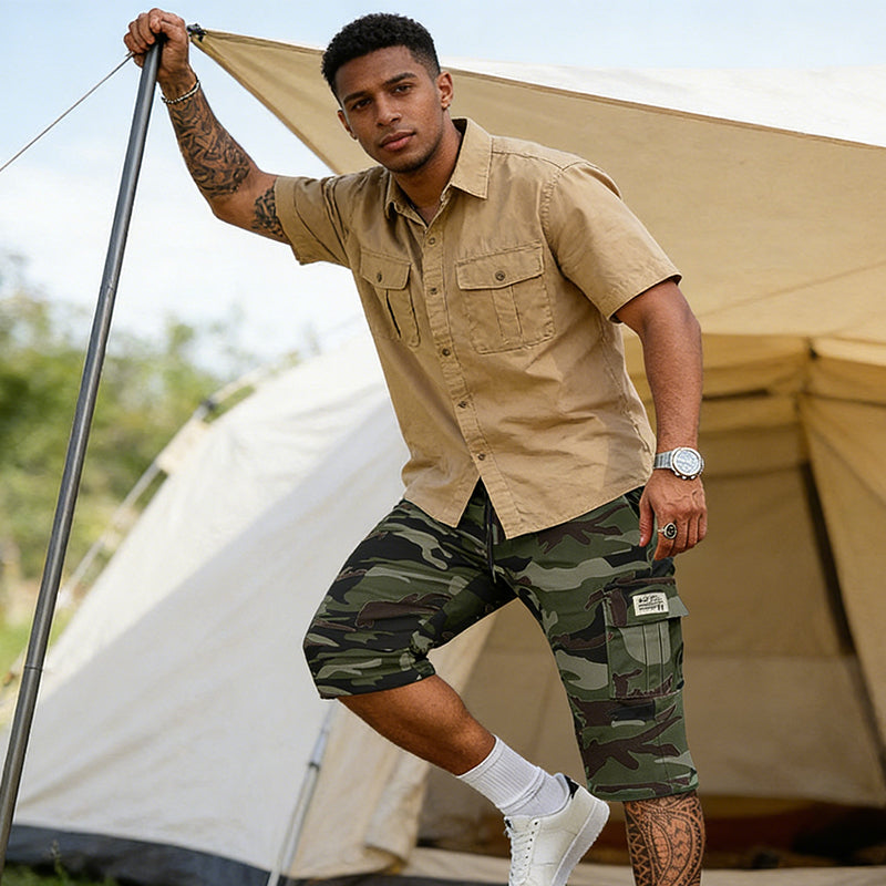 Pantalones Cortos Cargo de Camuflaje para Hombre