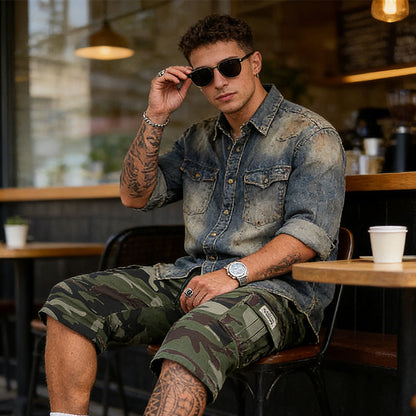 Pantalones Cortos Cargo de Camuflaje para Hombre